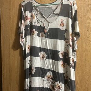 Floral Striped Women's Top